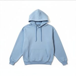 Light Blue Hanes Medium Mens Drawstring Hoodie Sweatshirt Athletic